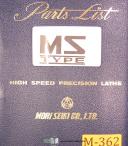Mori Seiki-Mori Seiki MS S & G Type, Lathe Parts List Manual 1972-G-MS-Standard-01